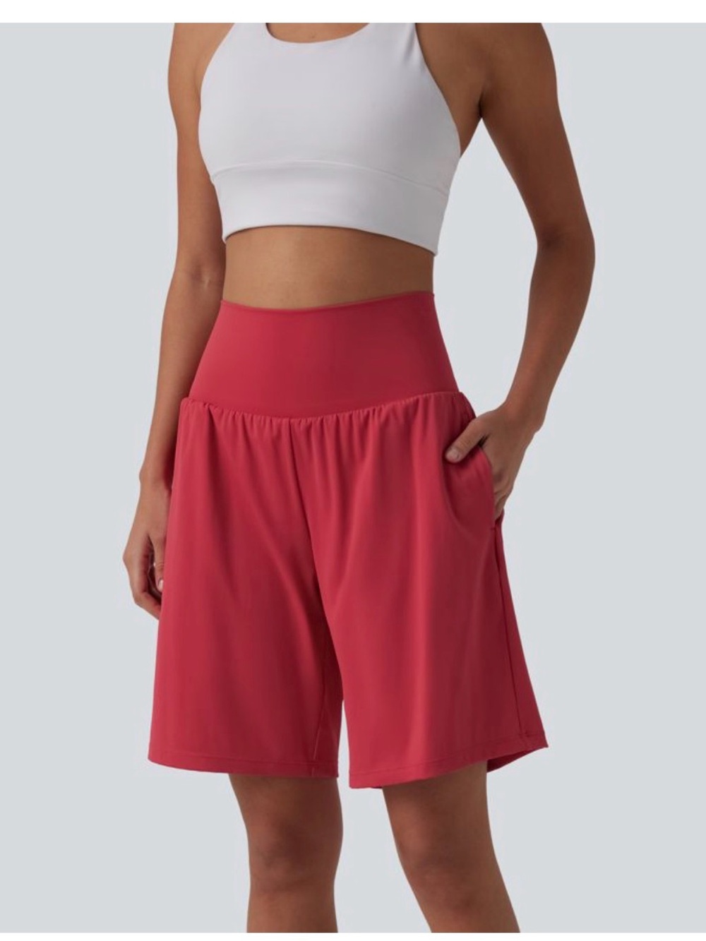 Halara SoftlyZero Airy Super High Waisted 2-in-1 Yoga Shorts 9” w pockets BLACK - Picture 10 of 10